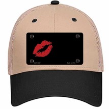 Red Lips Offset Novelty Khaki Mesh License Plate Hat - £23.24 GBP