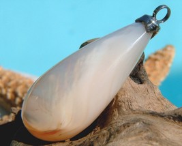 Vintage Pearl Shell Teardrop Pendant Large Creamy White Iridescent - £40.05 GBP