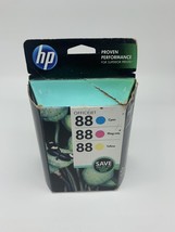 Genuine HP 88 OfficeJet Ink Cartridge Combo 3 Pack Cyan Magenta Yellow E... - £10.10 GBP