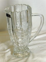 Hand Cut Crystal Pitcher Floral Pattern W. Germany - £66.43 GBP