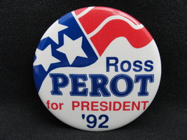 Pinback Button Ross Perot for President 92 1992 Political Campaign 90s Pin Badge - £5.49 GBP