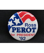 Pinback Button Ross Perot for President 92 1992 Political Campaign 90s P... - £5.49 GBP