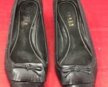 Ralph Lauren Chelle 7.5 B Black Leather Kiltie Pump Kitten Heel Pointed Toe - $24.74