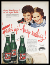 1945 7-Up Fresh Up Keep Smiling Vintage Print Ad - £11.18 GBP