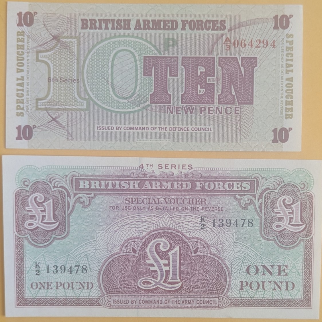 Lot of 2 British Armed Forces 4th Series 1 Pound &amp; Ten Pence Spl Voucher... - $1.95