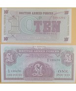 Lot of 2 British Armed Forces 4th Series 1 Pound &amp; Ten Pence Spl Voucher... - $1.95