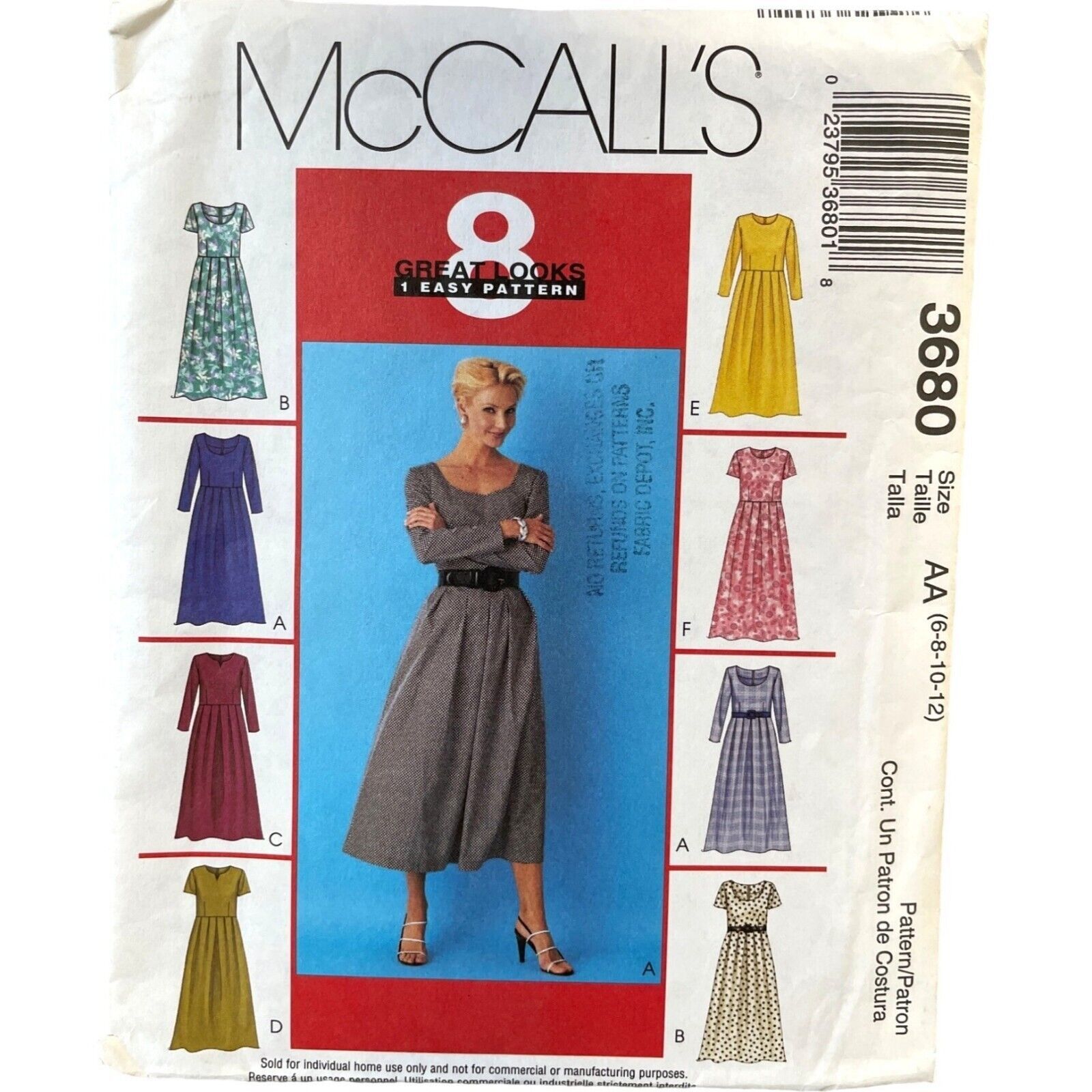 Primary image for McCalls Sewing Pattern 3680 Dress Misses Petite Size 6-12