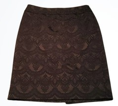 Ann Taylor Black Lace Detailed Pencil Skirt Size 2 Waist 28 Inches Rear Slit - £19.57 GBP