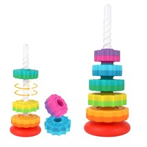 Spinning Stacking Toys, Rainbow Tower Stacker Interesting Rainbow Spinning Wheel - £27.17 GBP