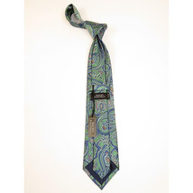 Men's 100% Silk Necktie By Bruno Piattelli Paisley Floral Fancy BP20 Green Blue image 3