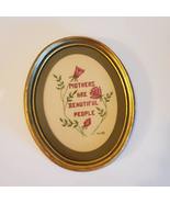 Framed Vintage Needlepoint, Mothers are Beautiful People, Floral Cross-S... - £23.94 GBP