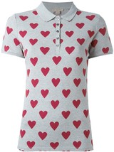 BURBERRY BRIT Heart Print Stretch Cotton Piqué Polo Shirt in Parade Red ... - $133.09 CAD