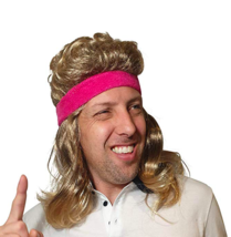 Mullet Wig 80s Rocker Long Blonde Brown Party Tennis Costume Pink - £13.22 GBP