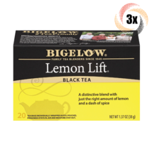 3x Boxes Bigelow Lemon Lift Natural Black Tea | 20 Pouches Per Box | 1.37oz - £16.16 GBP
