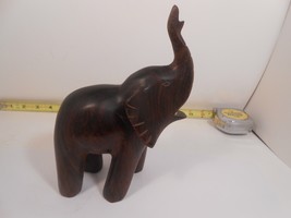 Trunks Up Elephant Solid Wood Hand Carved 9&quot; tall 6&quot; long - £10.30 GBP