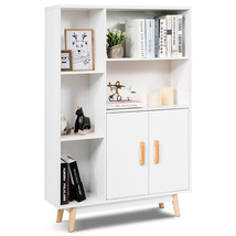 Floor Storage Cabinet Free Standing Wooden Display Bookcase Side Decor Furniture - £122.29 GBP