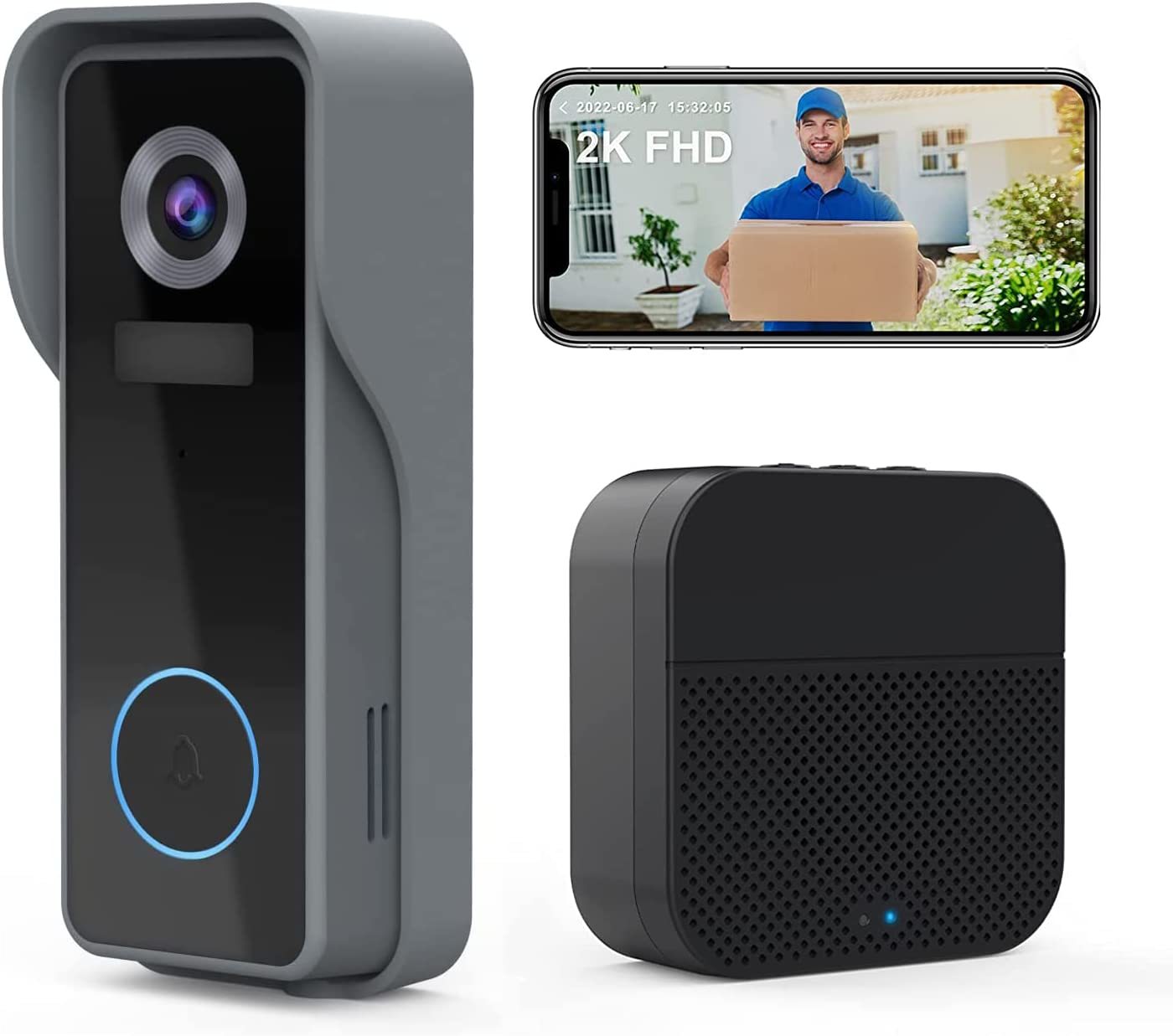 Primary image for Zumimall Doorbell Camera Wireless 2K Fhd, Video Doorbell With, Battery Powered