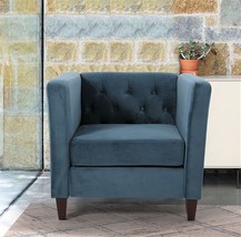 Modern 33&quot; Wide Prussian Blue Velvet Button-Tufted Tight Back, 5714) Chair. - £125.81 GBP