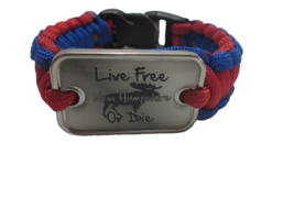 Paracord Live Free or Die Bracelet New Hampshire Red Blue Souvenirs Moose - £7.18 GBP