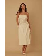 Flower Lining Linen Pattern Strapless Dress - $95.50