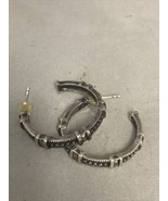 MO Modena Italy 925 Sterling Marcasite Hoop Earrings **FREE SHIPPING** - $31.13 CAD
