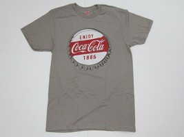 Coca-Cola Tee T-shirt Gray Bottle Cap Logo Enjoy Coke Size Medium - £7.68 GBP