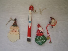 Lot of Long Skinny Russ Painted Wood &amp; Glass Santa Claus Christmas Tree ... - £8.28 GBP