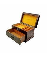 Traditional Wooden Jewelry Box Accessory Organizer Golden Yellow Lined D... - £15.86 GBP