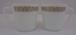   Pyrex Vintage Woodland Brown D-Handle Milk Glass Coffee Mugs Lot Of Two   - £9.18 GBP