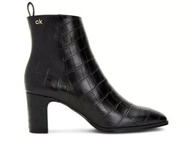 Calvin Klein Deni Womens 5 M Black Faux Snake Skin Ankle Heel Boots NIB ZZ8 - £56.85 GBP