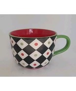 Pier 1 Imports Stoneware Coffee Mug Cup Harlequin Christmas Diamonds/Dots - $17.50