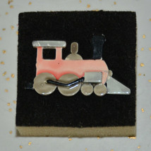 Vintage costume jewelry coral pink enamel train Brooch Pin - £15.81 GBP