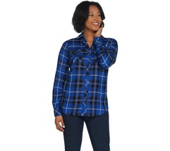 G.I.L.I. Yarn Dyed Woven Shirt with Grommet Detail Cobalt Size 0, A310340 - £12.84 GBP