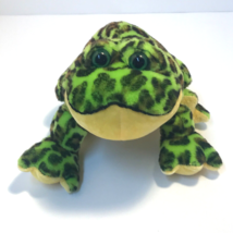 GANZ Bullfrog Stuffed Animal Frog Plush Green Speckled Spotted Webkinz NO CODE - $7.91