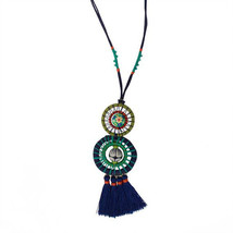 Beautiful Festival Collection Wrapped Wheels Tassel Pendant Necklace by Treska - £33.59 GBP