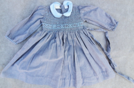 Carriage House Dress Smocked Dog Tooth Check Peter Pan Collar Girls 3T Vintage - $33.61