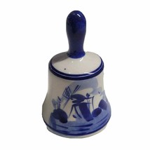 Vintage Miniature BELL Hand Painted DELFT BLUE Windmill Scene 2 1/4&quot; Holland - £8.66 GBP