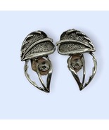 Vintage Sarah Coventry Silver-tone Double Leaf Clip on Earrings - £11.51 GBP