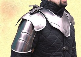 SCA Larp Fantasy Medieval Shoulders Steel Pauldron of &quot;Bravery&quot; Pair Battle Read - £127.92 GBP