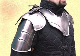 SCA Larp Fantasy Medieval Shoulders Steel Pauldron of &quot;Bravery&quot; Pair Bat... - £128.15 GBP