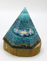 Turquoise Orgone Pyramid - A Beacon of Healing and Protective Vibrations - £27.46 GBP