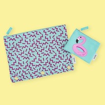 Yoobi Brand ~ 2 Piece Binder Zip Case Set ~ Flamingo Theme - $14.96