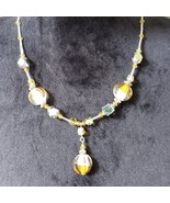 Women Fashion Gold Foil Crystal Glass Beads Faceted Sterling Necklace w/... - $471.22 MXN