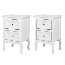 Set Of 2 Fch Nightstand End Table With Two Drawer White Finish Bedside Table - £95.92 GBP