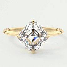 18K Solid Yellow Gold Asscher Cut White Lab Grown Diamond Wedding Bridal... - $1,040.00