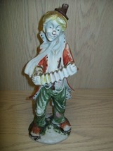 Ceramic Large Clown Figurine Playing the Accordion 11 3/4&quot; Tall 1970-1980 - £10.11 GBP