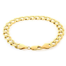 8.4mm Curb Cuban Link Chain Diamond Cut Italy 14K Yellow Gold Bracelet - £1,392.00 GBP