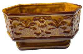 VTG Ceramic Brown Planter Centerpiece Fruit Basket Indoor Decor 9”x5”x5” - £9.43 GBP