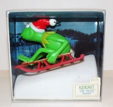 Adorable 1981 Hallmark Kermit The Frog Sledding Ornament In Box - £28.96 GBP