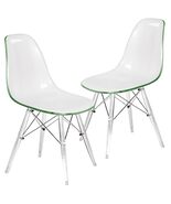 LeisureMod Cresco Modern Molded Dining Chair, Chrome-Plated Eiffel Base ... - $153.86